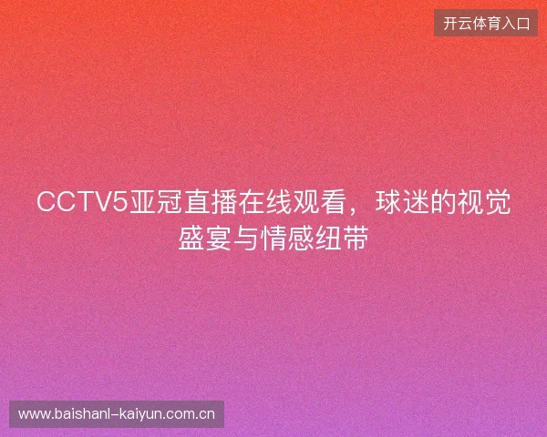 CCTV5亚冠直播在线观看，球迷的视觉盛宴与情感纽带